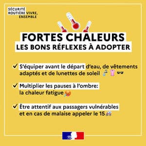 Affiche indiquant le comportement à adopté en cas de fortes chaleurs
