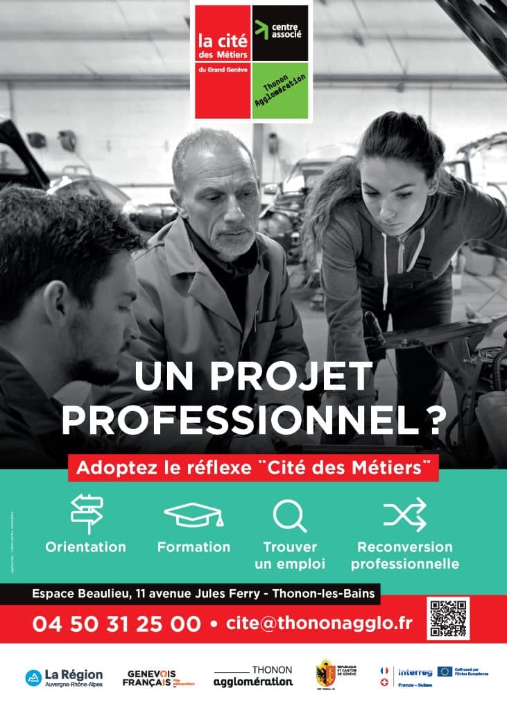 Affiche de publicité pour la Cité des Métiers du Grand Genève